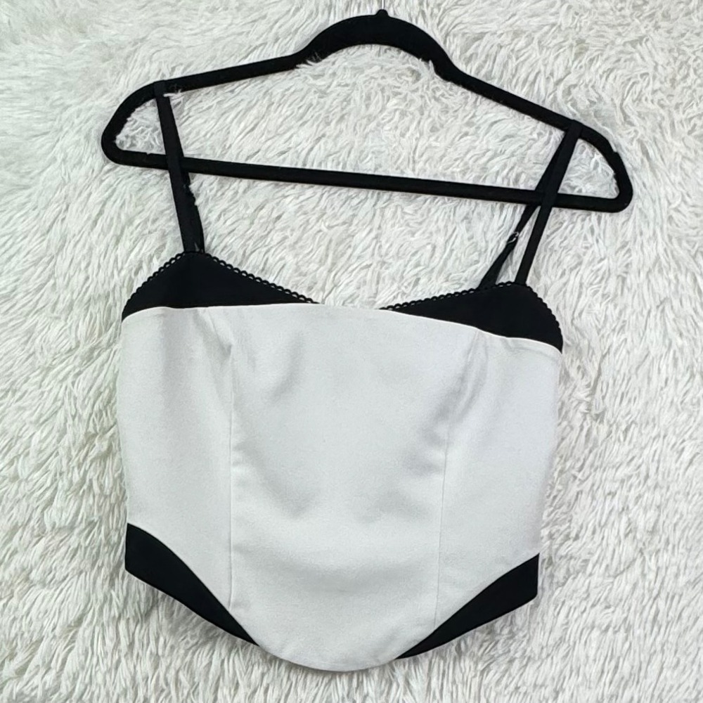 White Fox Black White Corset Bustier Top M